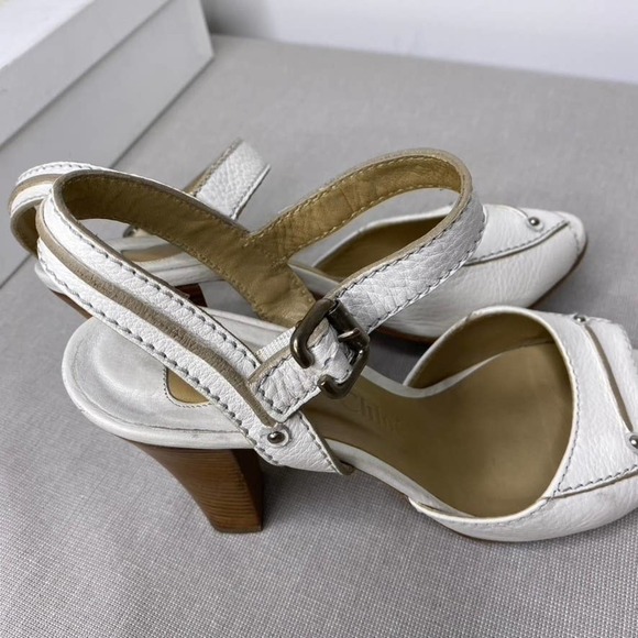 Chloe Prince white leather heeled sandals - Picture 4 of 12